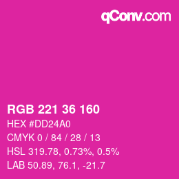 Color code: RGB 221 36 160 | qconv.com
