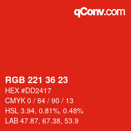Color code: RGB 221 36 23 | qconv.com