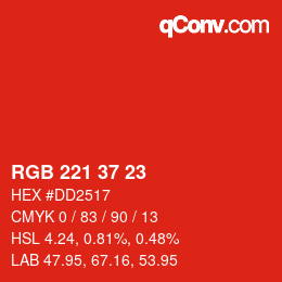 カラーコード: RGB 221 37 23 | qconv.com