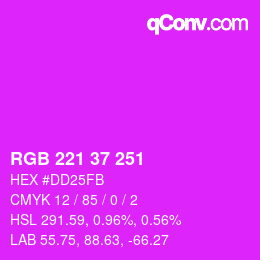 カラーコード: RGB 221 37 251 | qconv.com