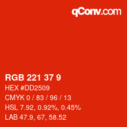 颜色代码: RGB 221 37 9 | qconv.com