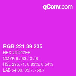 Color code: RGB 221 39 235 | qconv.com