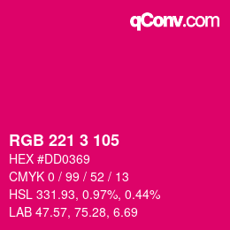 Color code: RGB 221 3 105 | qconv.com