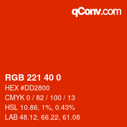 Color code: RGB 221 40 0 | qconv.com