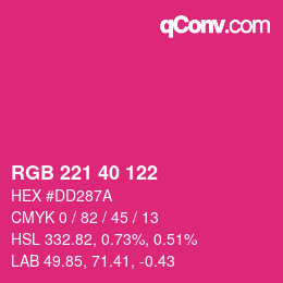 颜色代码: RGB 221 40 122 | qconv.com