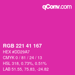 颜色代码: RGB 221 41 167 | qconv.com