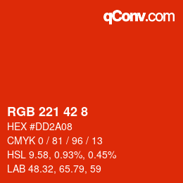 カラーコード: RGB 221 42 8 | qconv.com