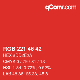 Color code: RGB 221 46 42 | qconv.com