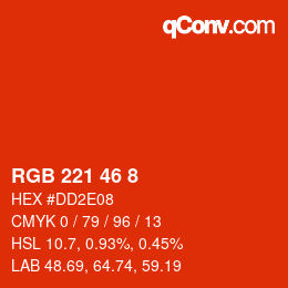 Color code: RGB 221 46 8 | qconv.com