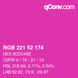 Color code: RGB 221 52 174 | qconv.com