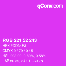 Color code: RGB 221 52 243 | qconv.com