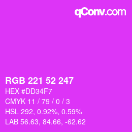 カラーコード: RGB 221 52 247 | qconv.com