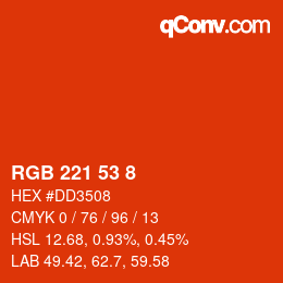 Color code: RGB 221 53 8 | qconv.com