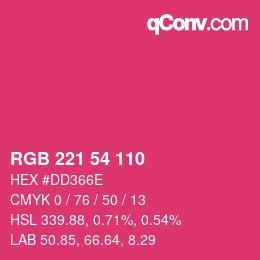 Color code: RGB 221 54 110 | qconv.com