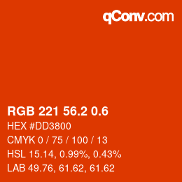 カラーコード: RGB 221 56.2 0.6 | qconv.com