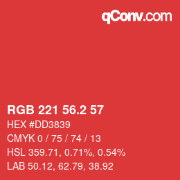 カラーコード: RGB 221 56.2 57 | qconv.com