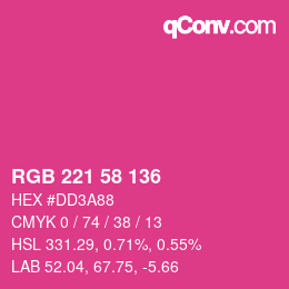 カラーコード: RGB 221 58 136 | qconv.com