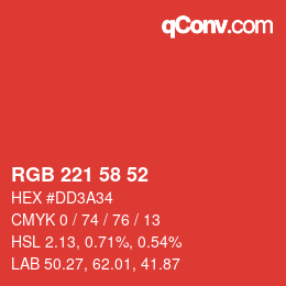 颜色代码: RGB 221 58 52 | qconv.com