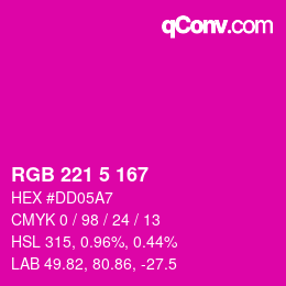 Color code: RGB 221 5 167 | qconv.com
