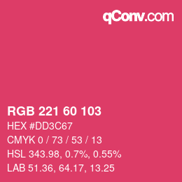 颜色代码: RGB 221 60 103 | qconv.com