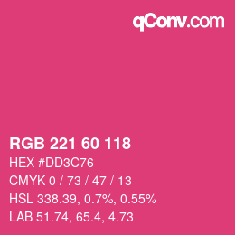 颜色代码: RGB 221 60 118 | qconv.com