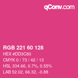 颜色代码: RGB 221 60 128 | qconv.com