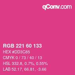 颜色代码: RGB 221 60 133 | qconv.com