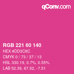 颜色代码: RGB 221 60 140 | qconv.com