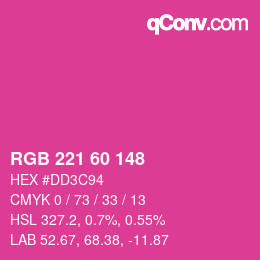 颜色代码: RGB 221 60 148 | qconv.com