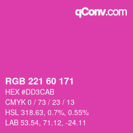 颜色代码: RGB 221 60 171 | qconv.com