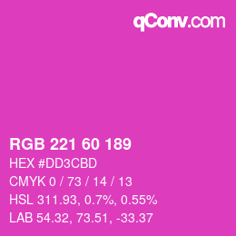 颜色代码: RGB 221 60 189 | qconv.com