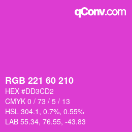 颜色代码: RGB 221 60 210 | qconv.com