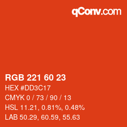 Color code: RGB 221 60 23 | qconv.com