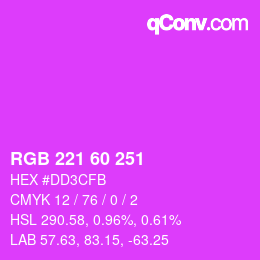 颜色代码: RGB 221 60 251 | qconv.com