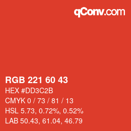 カラーコード: RGB 221 60 43 | qconv.com