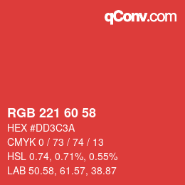 Color code: RGB 221 60 58 | qconv.com