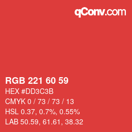 カラーコード: RGB 221 60 59 | qconv.com