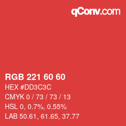 颜色代码: RGB 221 60 60 | qconv.com