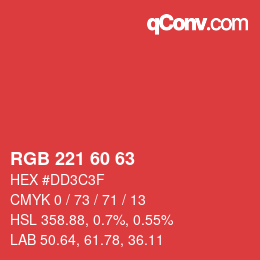 颜色代码: RGB 221 60 63 | qconv.com