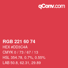 Color code: RGB 221 60 74 | qconv.com