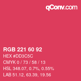 颜色代码: RGB 221 60 92 | qconv.com