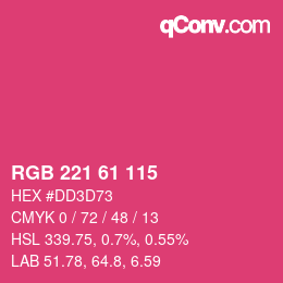 Color code: RGB 221 61 115 | qconv.com