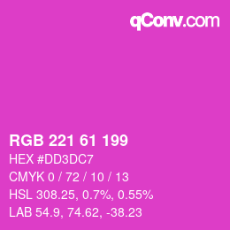 Color code: RGB 221 61 199 | qconv.com