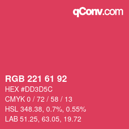 Color code: RGB 221 61 92 | qconv.com