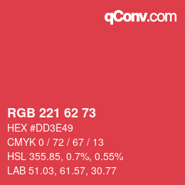 颜色代码: RGB 221 62 73 | qconv.com