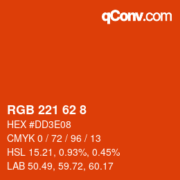 Color code: RGB 221 62 8 | qconv.com