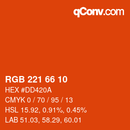 Color code: RGB 221 66 10 | qconv.com