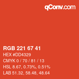 颜色代码: RGB 221 67 41 | qconv.com