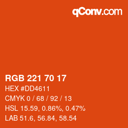颜色代码: RGB 221 70 17 | qconv.com