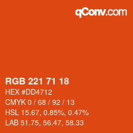 Color code: RGB 221 71 18 | qconv.com